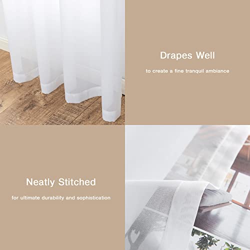 Anjee White Chiffon Sheer Curtains 96 Inches Long 2 Panels For Backdrop,Rod Pocket Semi Transparent Window Drapes,Silky Soft Sheer Chiffon Curtains For Living Room Bedroom Home Party Decoration #TOP2