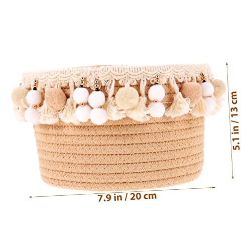 Cesta redonda de cuerda de algodon tejida PRETYZOOM decorativa para mesa 4
