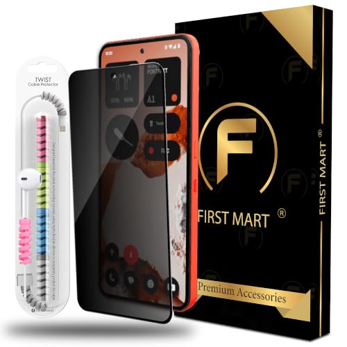 Image of FIRST MART Privacy Tempered Glass for Nothing Phone CMF 2 Pro & Nothing 3A lite with Cable Guard & Installation Kit | Anti-Spy 9H Screen Protector, Edge-to-Edge, Case-Friendly | Black