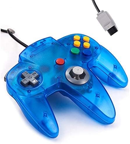 KIWITATA Classic N64 Controller, Retro N64 Wired Game Pad Joystick Remote Controller for N64 System Video Games Console Clear Blue