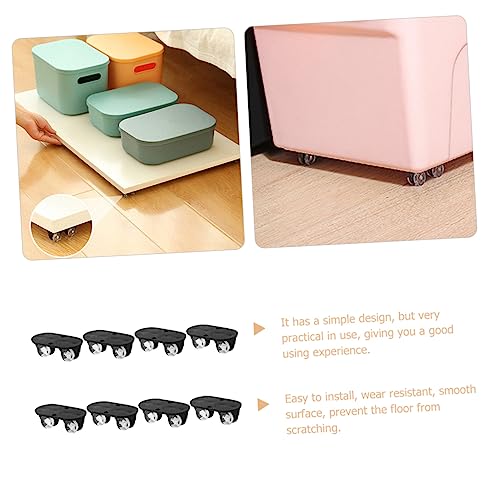 Veemoon 8 Pçs Acessórios De Polia De Carrinho De Lixo Rodas De Rodízio Abs Preto Rodízio Pegajoso Na