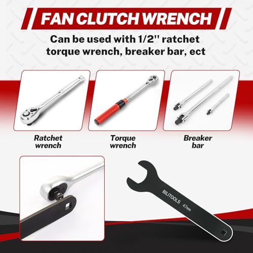 BILITOOLS Fan Clutch Removal Tool Kit, Fan Clutch Wrench Set 22 36 40 47 51 MM with Pulley Holder - Thumbnail 6