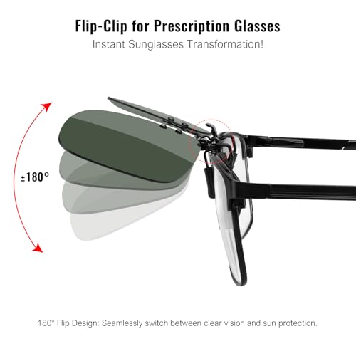 Image of MERRY'S Polarized Clip on Sunglasses Flip Up Metal Clip Attachments for Prescription Glasses