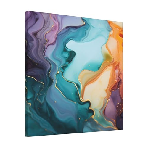 Impression sur toile marbrée colorée 30x30 cm sans cadre pour salon