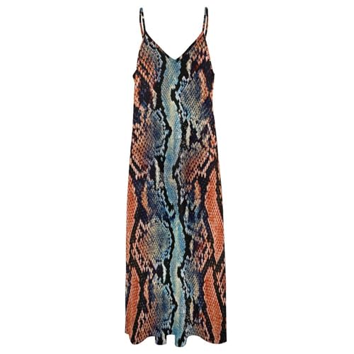 Robe maxi pour voyages et plage chic en texture serpent d'été
