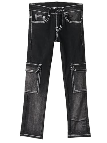 Image of Urbano Juniors Boy's Slim Fit Washed Denim Cargo Jeans with 6 Pockets Stretchable
