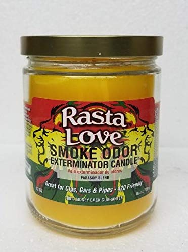 Smoke odor Exterminator Rasta Love, Includes One 13 oz Jar Candles of Rasta Love & one Candle of Moon Light one 7 oz Spray & One Car Hangers All (4) Items in One Bundle.