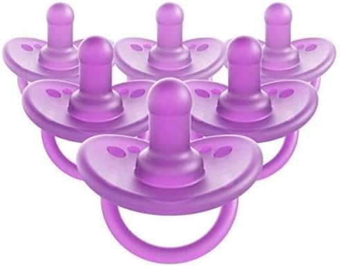 Evenflo Balance + Stage 1 Cylindrical Silicone Pacifier - Purple, 0 Months+, 6ct