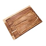 Plateau de service multifonction en bois d'acacia poli et style pour fromage, viande et produits frais (30 x 20 x 1,5 cm)