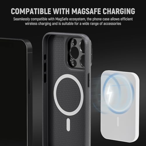 Image of Neewer Phone Case Compatible with iPhone 15 Pro Max, TPU + PC Protective Heavy Duty Case with 17mm Lens Backplate, 67mm Filter Adapter, Nonslip Faux Leather, Compatible with MagSafe, PA054 Black