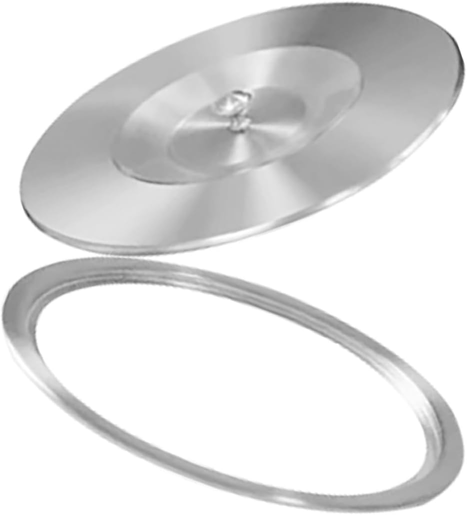 GARVALON Stainless Steel round Trash Can Lid with Heavy Duty Trash Chute Replacement, Built-in Garbage Can Grommet for Kitchen and Bathroom Countertop,