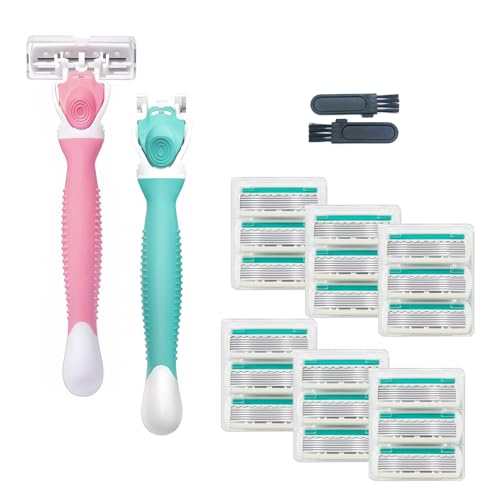 6 Blade Ladies Razor for Sensitive Skin, Travel Razor Set 19 Refill Blades