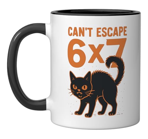 Haunted Black Cat Funny Math Meme 6x7 Halloween Algebra Joke Ceramic Mug, Black/White