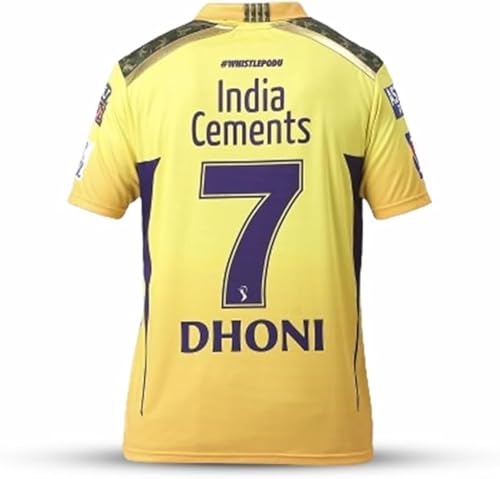 KNK Chennai Super Kings Cricket Match Jersey IPL 2023, DHONI 7D (46, HS Jersey)