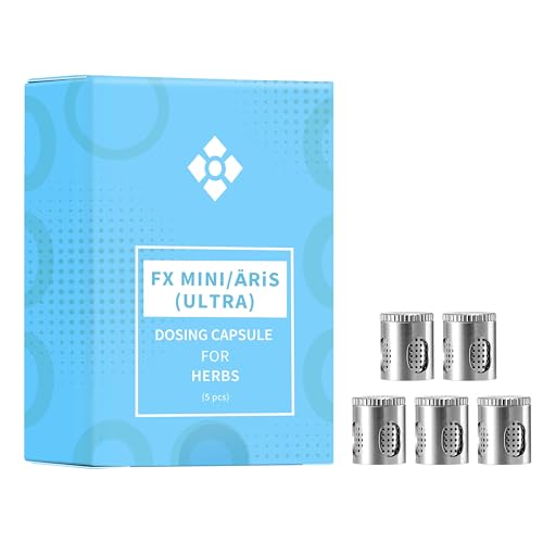 WOLKENKRAFT FX MINI (ULTRA) | Cápsulas dosificadoras ÄRiS (ULTRA) para hierbas de acero inoxidable | Juego de 5 unidades | Accesorios originales para vaporizador WOLKENKRAFT FX MINI (ULTRA) y ÄRiS