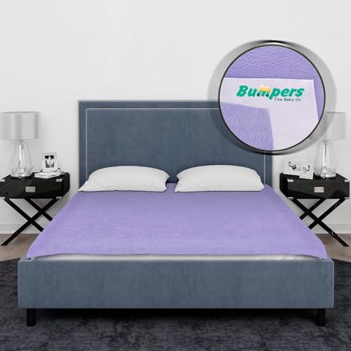 Image of Bumpers Waterproof Quick Dry Sheet for Double Bed |Extra Absorbent Washable Matress Protector|Baby Bed Protector Sheet for Adult & Toddler Children, King Size (XXL, 260x200cm, Violet)