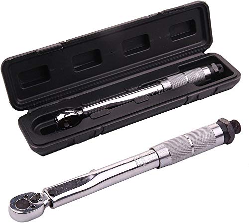 AIKENR Llave dinamométrica, 1/4" 5-25NM, herramienta de reparación de bicicletas, llave dinamométrica ajustable, con caja de almacenamiento Cover