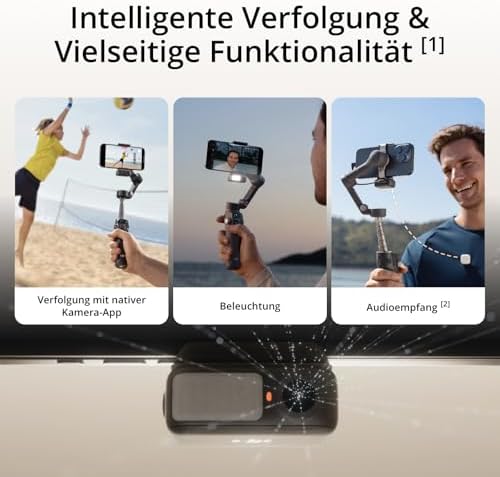 Bild 1 - DJI Osmo Mobile 7P Gimbal-Stabilisator für iPhone, Android, Natives Tracking, Beleuchtung, 3-Achsen-Smartphone-Gimbal, schneller Start, EIN-klick-Bearbeitung, integrierter Verlängerungsstab & Stativ
