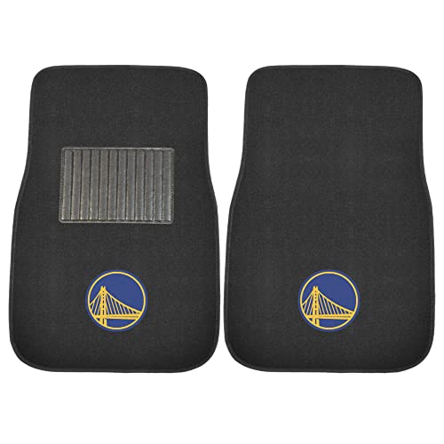 FANMATS 20321 Golden State Warriors 2-Piece Embroidered Team Logo Car Mat Set, Front Row Automotive Floor Mats