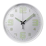 Horloge murale à piles - Veilleuse silencieuse - Fonctionne avec une seule pile AA (non incluse). Pour une plus longue durée de vie, veuillez utiliser des piles au charbon ordinaires au lieu de piles alcalines haute performance