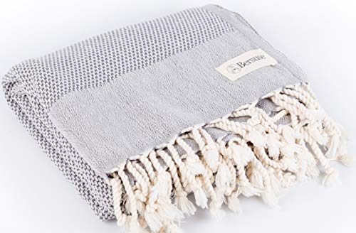 Bersuse 100% Cotton Ventura Turkish Towel - 37X70 Inches, Anthracite #TOP5