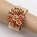 Florate Women Arm Cuff Bracelet Big Crystal Flower Fashion Statement Bead Bold Gold Color Bangle Wire Wrapped Floral Jewelry (B354-orange)