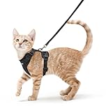 rabbitgoo Cat Harness and Lead Set, Adjustable Escape Proof Cat Lead for Walking, Reflective Kitten Harness Set, Soft and Comfortable for Small Cats, Black, XS