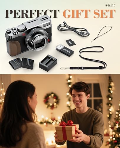 64MP Digital Cameras for Photography 5K - 18X Zoom Autofocus, 3” 180° Screen Flips, Anti-Shake, 32GB Card & 2 Batteries, Compact Vlogging Camera for Travel YouTube (Silver)