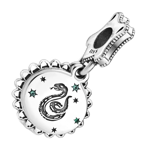 ZURWTCH Harry series Dangle Charms Fit Women Bracelet Necklaces Fashion Gifts 925 Sterling Silver DIY Jewelry (Slytherin Dangle Charm 189)
