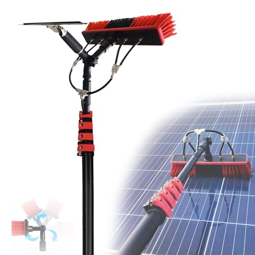 Barra telescópica de limpieza de ventanas, con alimentación de agua, cepillo telescópico, kit de poste de alimentación de agua, equipo de limpieza fotovoltaica, 7,2 m, cabezal de cepillo de 35 cm