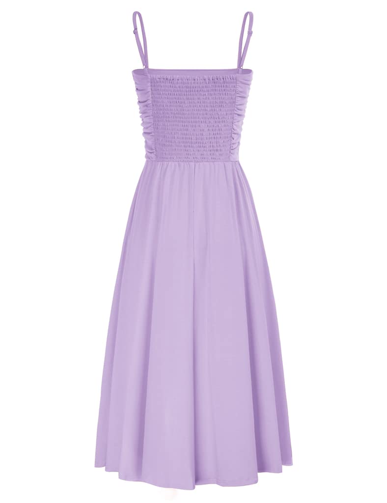 GRACE KARIN Vestido Largo Casual para Mujer sin Mangas Color Sólido Cintura Alta Elegante Vestido Acampanado con Bolsillos