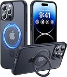 CASEKOO for iPhone 15 Pro Max Case with Magnetic Invisible Stand [Military Drop Protection] [Compatible with MagSafe] Shockproof Slim Translucent Matte Phone Case, 6.7 Inch, Black