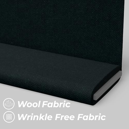 Image of BIGREAMS Unstitched Bottle Green Herringbone Wool Blazer Yarn-Dyed Fabric for Three Piece Suit | 58 inch Wide, Wrinkle Free, Best for Coat Pant, Nehru Jacket,Free Size (1.5 Meter for Blazer Use)