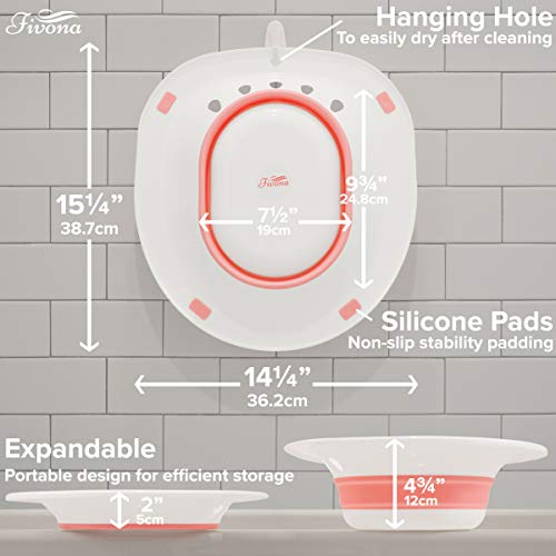 Fivona Sitz Bath for Toilet Seat with Massage Hand Flusher; Postpartum Care and Hemorrhoid Treatment; BPA Free Yoni Steaming Kit; Perfect for Perineal Soak and Portable Bidet - Thumbnail 6