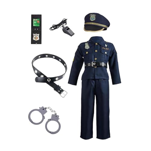 Genérico Disfraces De Policía Para Niños | Disfraz de Policía para Jugar | Uniforme De Agente Para Carnaval | Para Fiesta De Halloween Teatro Reunión Escolar Y Evento Festivo