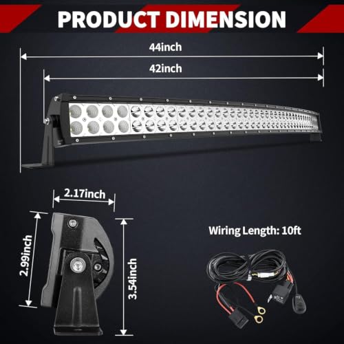 YITAMOTOR 42" Curved LED Light Bar, Spot Flood Combo with Wiring Harness by YITAMOTOR - Used condition - Image 2