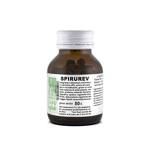 SPIRUREV SPIRULINA 125 Compresse Prodotto Italiano Made In Italy Vegan Ok Vitamine Minerali Ferro Amminoacidi Essenziali Riduzione Appetito Energia