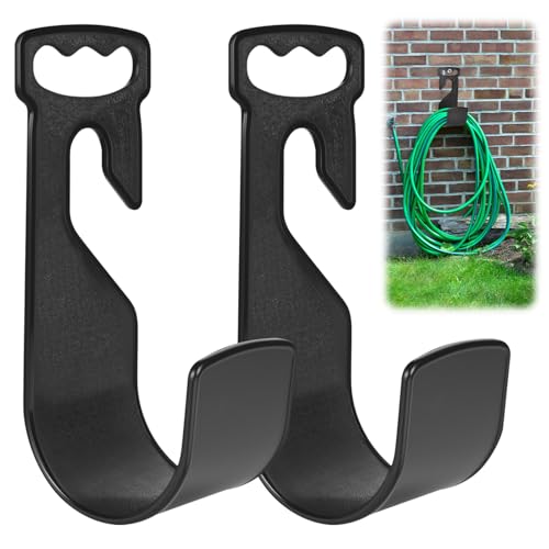 XCRPRT Lot de 2 supports de tuyau d'arrosage avec poignée, crochet de suspension robuste, crochet de tuyau d'arrosage, support mural pour tuyau d'arrosage