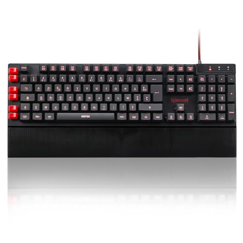 Redragon K505 Clavier Gaming, AZERTY Français, Rétroéclairage Arc-en-Ciel, 26 Touches Anti-Ghosting, Clavier Gaming Filaire, Clavier À Membrane, Intégration De...