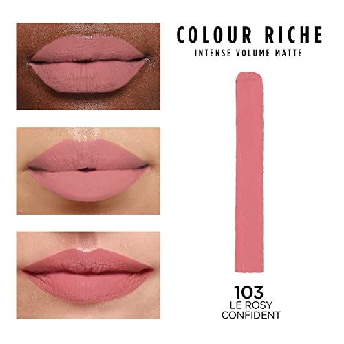 L'Oreal Paris Colour Riche Intense Volume Matte Lipstick, Lip Color Infused with Hyaluronic Acid for up to 16hr All Day Comfort, Le Rosy ...
