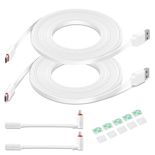 DIANMU 2Pack 10FT Flat Power Extension Cable for Wyze Cam v4/v3/OG/v3 Pro/Pan V3 Blink Mini Ring Indoor Kasa Indoor Blink Mini Pan Charging Power Cord for Security Camera (Not Type-C)