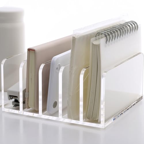 SANRUI Acrylic Desk File Organizer Holder, 5 Upright Clear Desktop