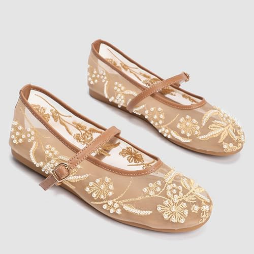 LUXMAX Mesh Embroidered Flats for Women Mary Jane Flats Ballerina Shoes,7 by LUXMAX - Used condition - Image 9