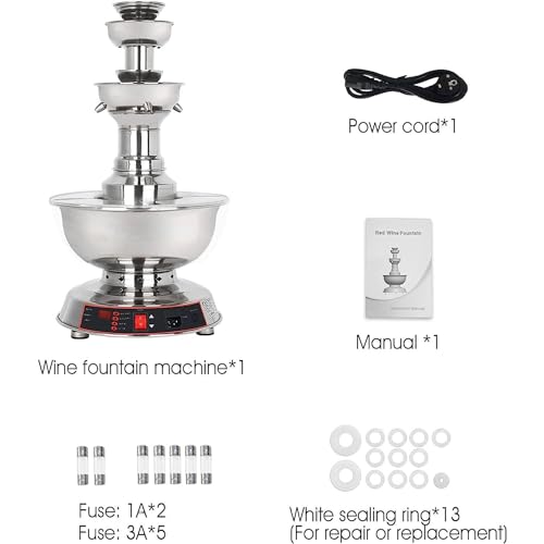 Elektrische Weinbrunnenmaschine, 3-stufige Party-Weinbrunnenmaschine, Champagnerspendermaschine Mit 3,5 L Fassungsvermögen, 0–100 ° Temperatureinstellung, Für Hochzeits-Bar-Party