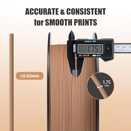 Image of ERYONE Matte PLA Lite 3D Printer Filament 1.75 + /- 0.03mm, Matte Filament 1KG(2.2LBS) Spool, Warm Brown