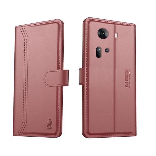 Image of AIBEX Compatible for Oppo Reno 11 5G Flip Cover Leather Finish with Magnatic Closure | Inside TPU with Card Pockets | Wallet Stand | Complete Protection Flip Case -Brown