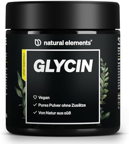 natural elements L-Glycin Pulver – 500g (11 Monate Reichweite) – vegan, optimal dosiert, ohne Zusätze, von Natur aus süß – in Deutschland produziert & laborgeprüft