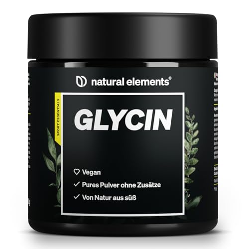 natural elements L-Glycin Pulver – 500g (11 Monate Reichweite) – vegan, optimal dosiert, ohne Zusätze, von Natur aus süß – in Deutschland produziert & laborgeprüft