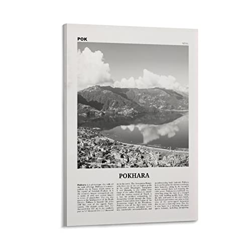 Póster Pokhara en blanco y negro, arte de pared Pokhara, póster de Pokhara, foto Pokhara, decoración de pared Pokhara, lienzo impreso, decoración de dormitorio, paisaje deportivo, oficina, habitación,