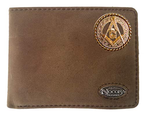 Custom Masonic Square and Compasses Nocona Signature Brown Bi-fold Wallet
